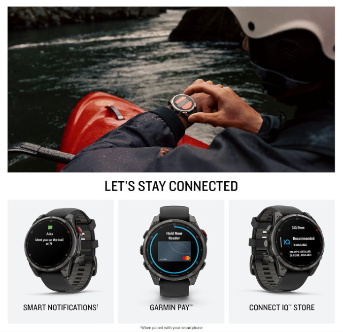Garmin Fenix 8 Pro - 47 mm/51 mm AMOLED Sapphire Premium Connected Multisport GPS Smartwatch, inReach Technology | Wearable4U Bundle