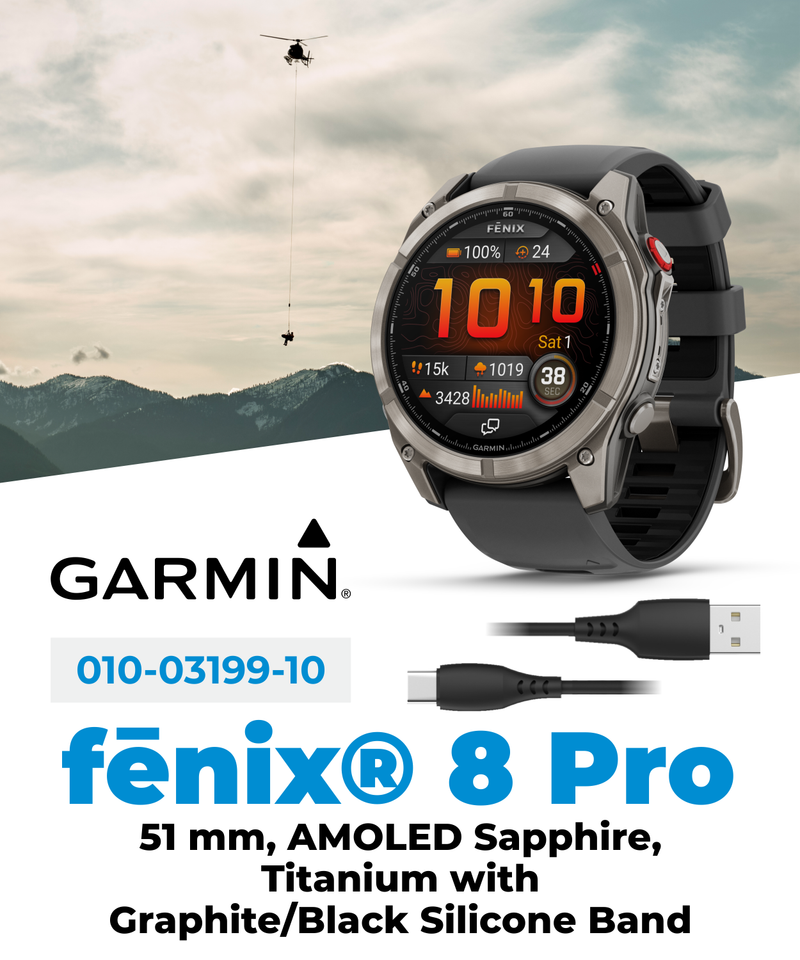 Garmin Fenix 8 Pro - 47 mm/51 mm AMOLED Sapphire Premium Connected Multisport GPS Smartwatch, inReach Technology | Wearable4U Bundle