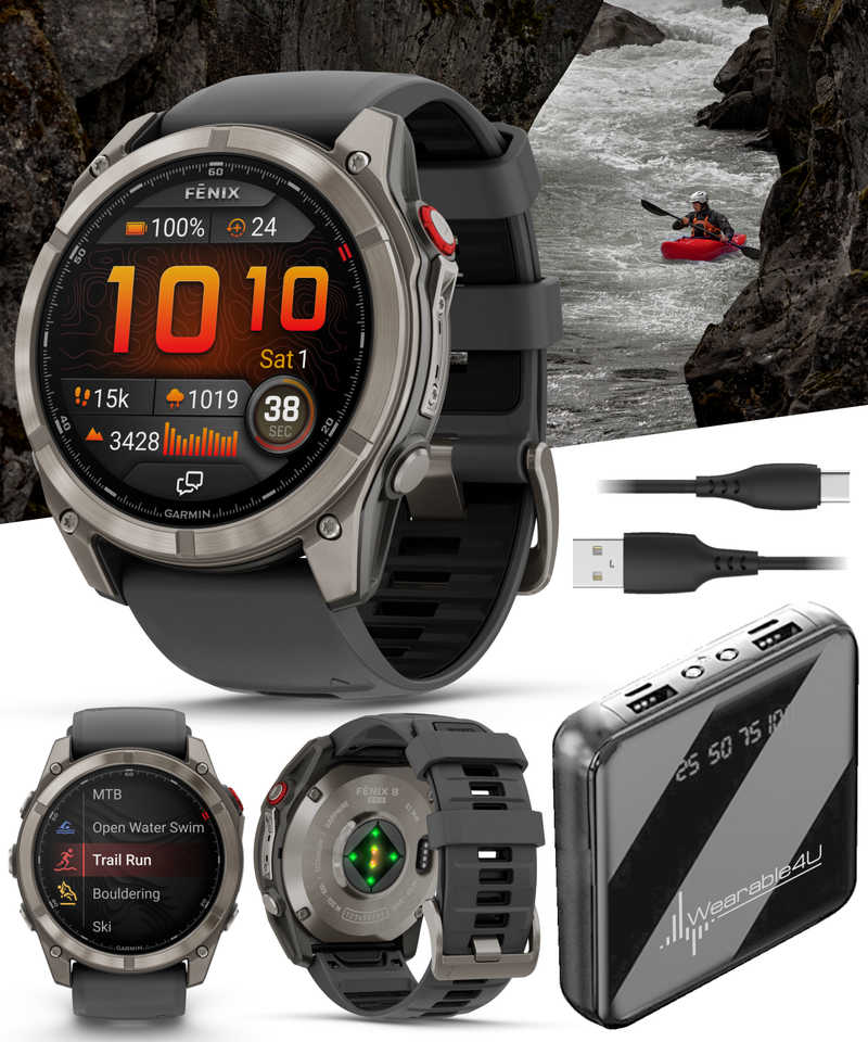 Garmin Fenix 8 Pro - 47 mm/51 mm AMOLED Sapphire Premium Connected Multisport GPS Smartwatch, inReach Technology | Wearable4U Bundle