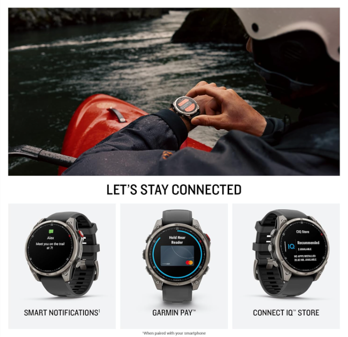 Garmin Fenix 8 Pro - 47 mm/51 mm AMOLED Sapphire Premium Connected Multisport GPS Smartwatch, inReach Technology | Wearable4U Bundle