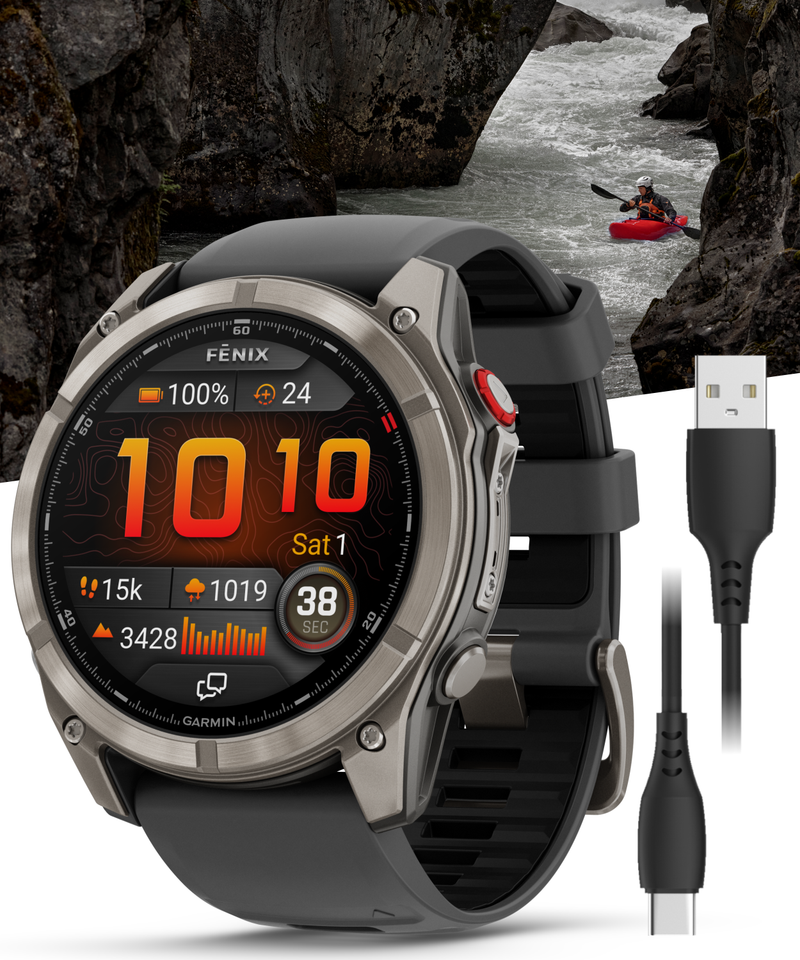 Garmin Fenix 8 Pro - 47 mm/51 mm AMOLED Sapphire Premium Connected Multisport GPS Smartwatch, inReach Technology | Wearable4U Bundle