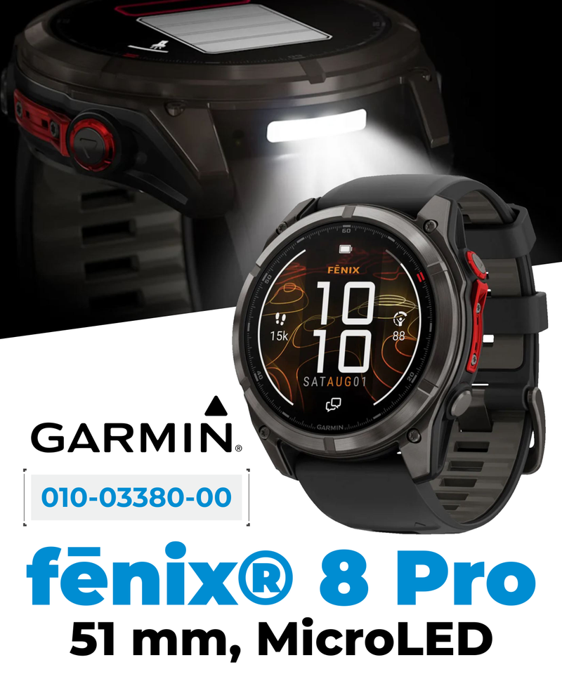Garmin Fenix 8 Pro – 51 mm MicroLED Premium Multisport GPS Smartwatch, Sapphire Lens, inReach Technology (010-03380-00) w/ Wearable4U Bundle