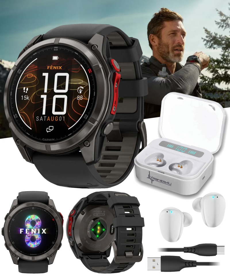 Garmin Fenix 8 Pro – 51 mm MicroLED Premium Multisport GPS Smartwatch, Sapphire Lens, inReach Technology (010-03380-00) w/ Wearable4U Bundle