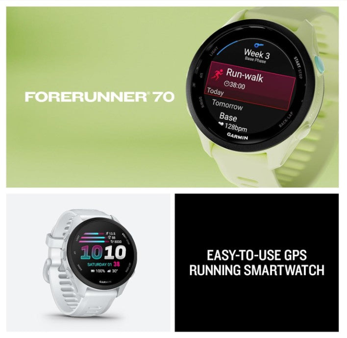 Garmin Forerunner 70 Easy-to-Use GPS Running Smartwatch AMOLED Touchscreen Display