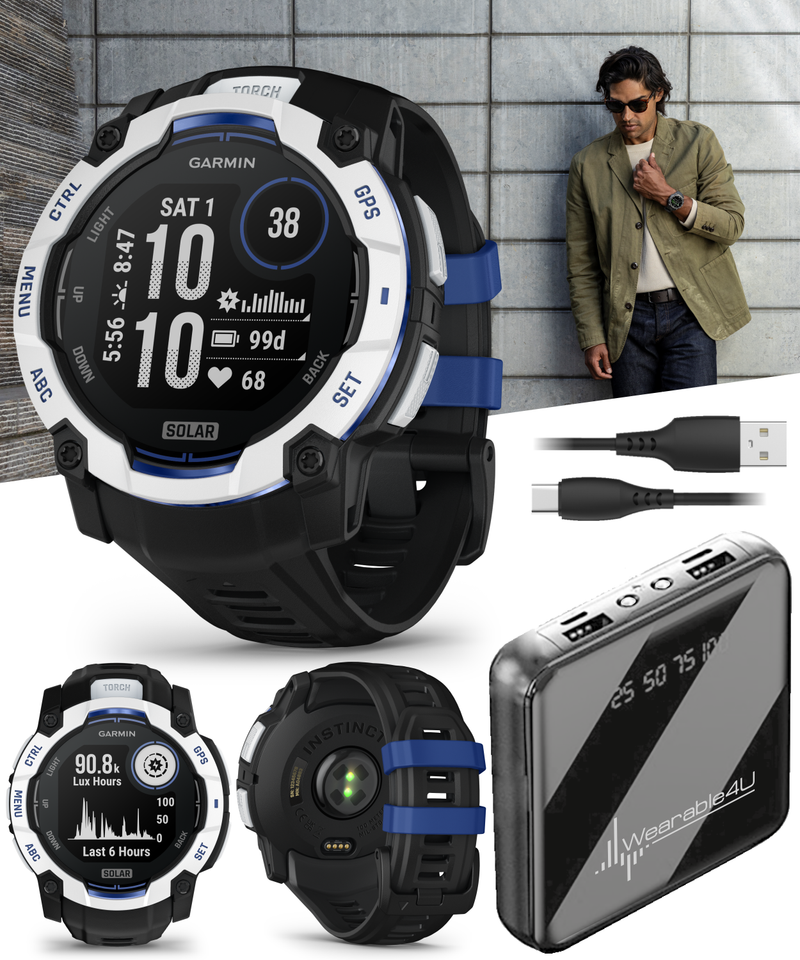 Garmin Instinct 3 Rugged Outdoor GPS Smartwatch – 45/50mm AMOLED & SOLAR, Supernova Collection, Limited Edition Color, Health & Fitness Tracking | Werable4U Bundle