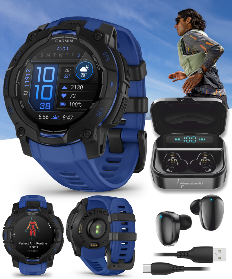 Garmin Instinct 3 Rugged Outdoor GPS Smartwatch – 45/50mm AMOLED & SOLAR, Supernova Collection, Limited Edition Color, Health & Fitness Tracking | Werable4U Bundle