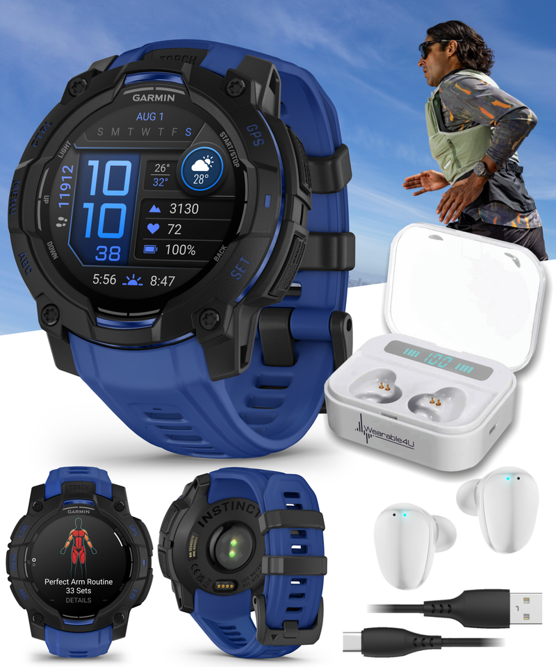 Garmin Instinct 3 Rugged Outdoor GPS Smartwatch – 45/50mm AMOLED & SOLAR, Supernova Collection, Limited Edition Color, Health & Fitness Tracking | Werable4U Bundle