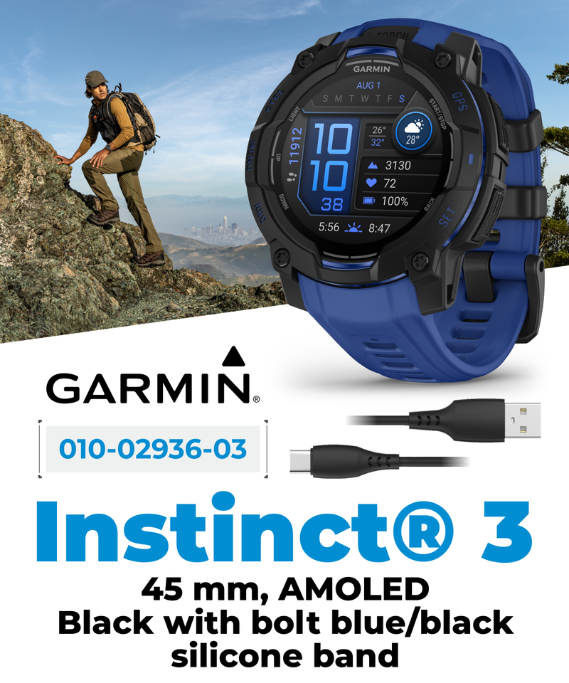 Garmin Instinct 3 Rugged Outdoor GPS Smartwatch – 45/50mm AMOLED & SOLAR, Supernova Collection, Limited Edition Color, Health & Fitness Tracking | Werable4U Bundle