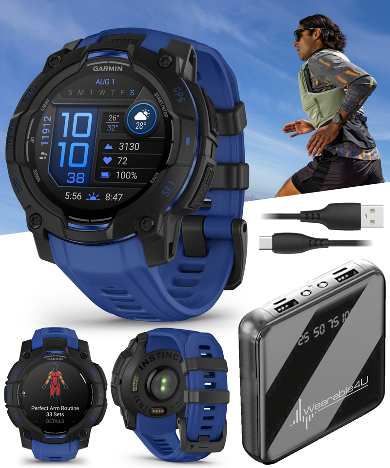 Garmin Instinct 3 Rugged Outdoor GPS Smartwatch – 45/50mm AMOLED & SOLAR, Supernova Collection, Limited Edition Color, Health & Fitness Tracking | Werable4U Bundle