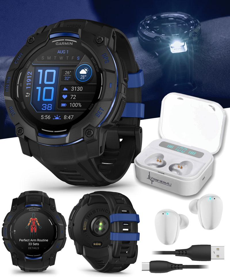 Garmin Instinct 3 Rugged Outdoor GPS Smartwatch – 45/50mm AMOLED & SOLAR, Supernova Collection, Limited Edition Color, Health & Fitness Tracking | Werable4U Bundle