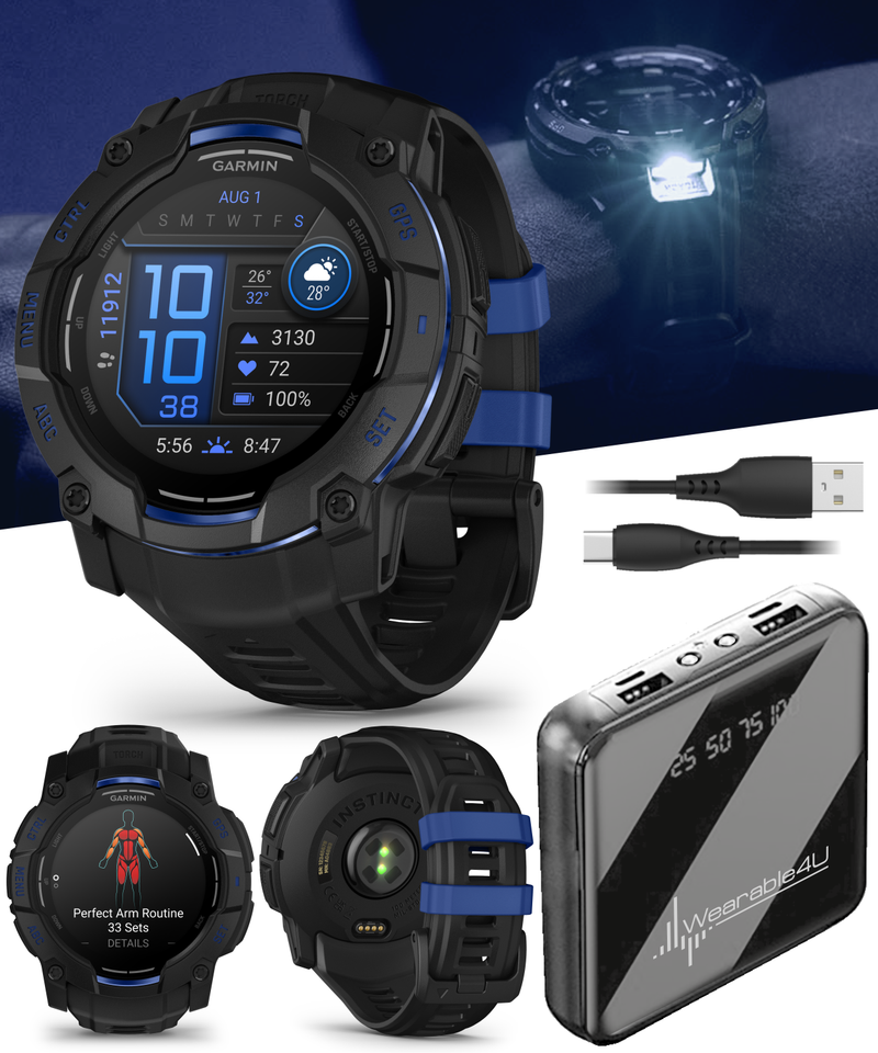 Garmin Instinct 3 Rugged Outdoor GPS Smartwatch – 45/50mm AMOLED & SOLAR, Supernova Collection, Limited Edition Color, Health & Fitness Tracking | Werable4U Bundle