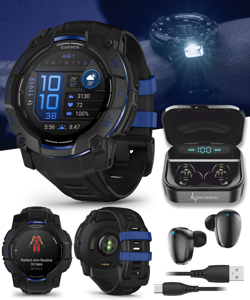 Garmin Instinct 3 Rugged Outdoor GPS Smartwatch – 45/50mm AMOLED & SOLAR, Supernova Collection, Limited Edition Color, Health & Fitness Tracking | Werable4U Bundle