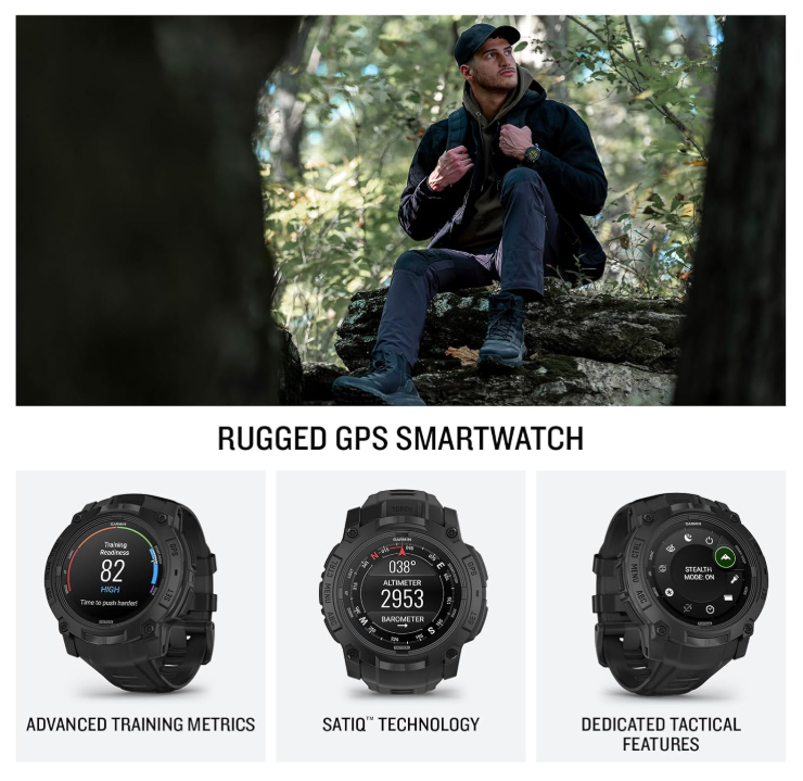 Garmin Instinct 3 Tactical Solar / AMOLED 45-50 mm GPS Rugged Outdoor Smartwatch with Wearable4U Bundle