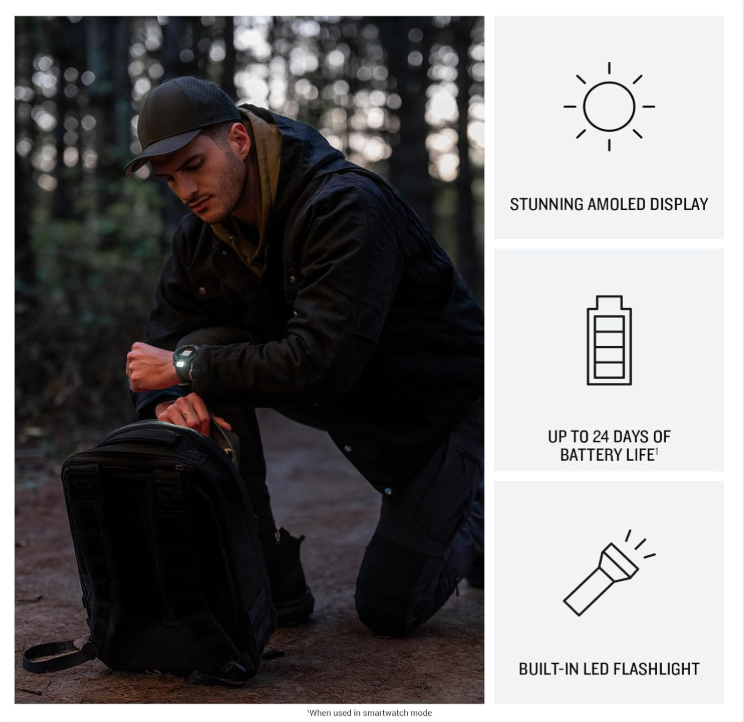 Garmin Instinct 3 Tactical Solar / AMOLED 45-50 mm GPS Rugged Outdoor Smartwatch with Wearable4U Bundle