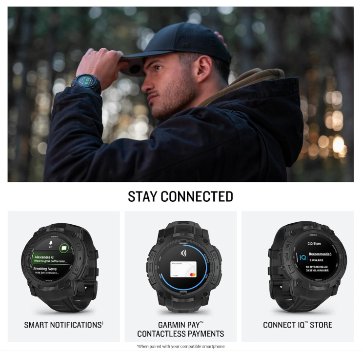 Garmin Instinct 3 Tactical Solar / AMOLED 45-50 mm GPS Rugged Outdoor Smartwatch with Wearable4U Bundle