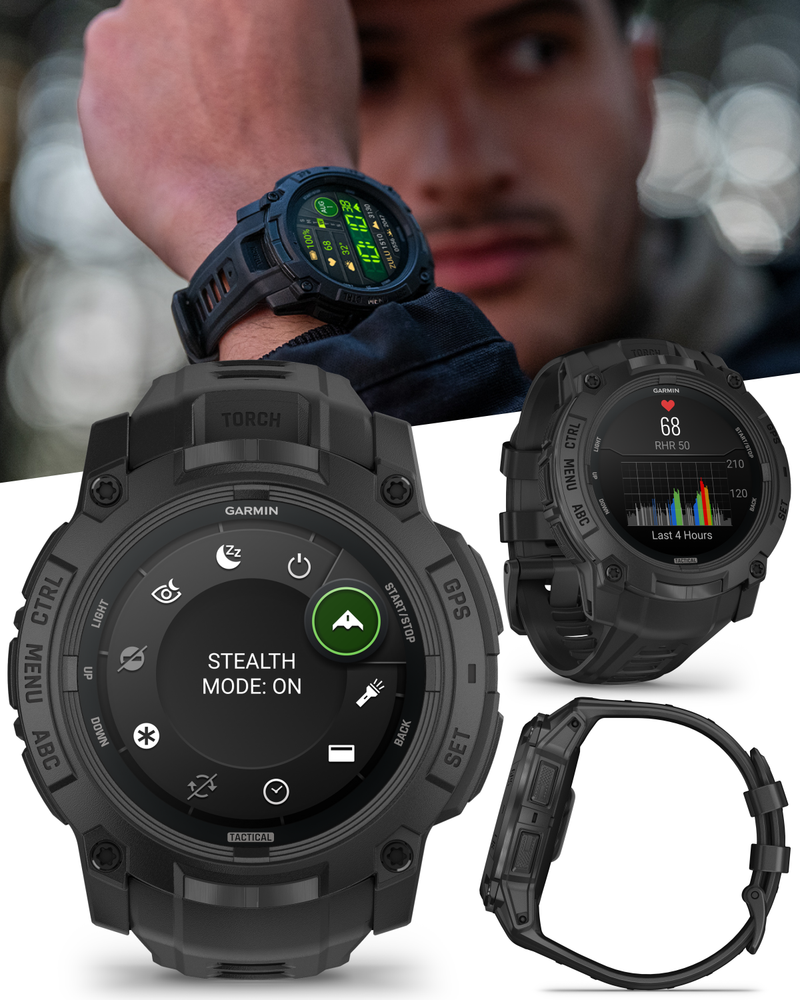 Garmin Instinct 3 Tactical Solar / AMOLED 45-50 mm GPS Rugged Outdoor Smartwatch with Wearable4U Bundle