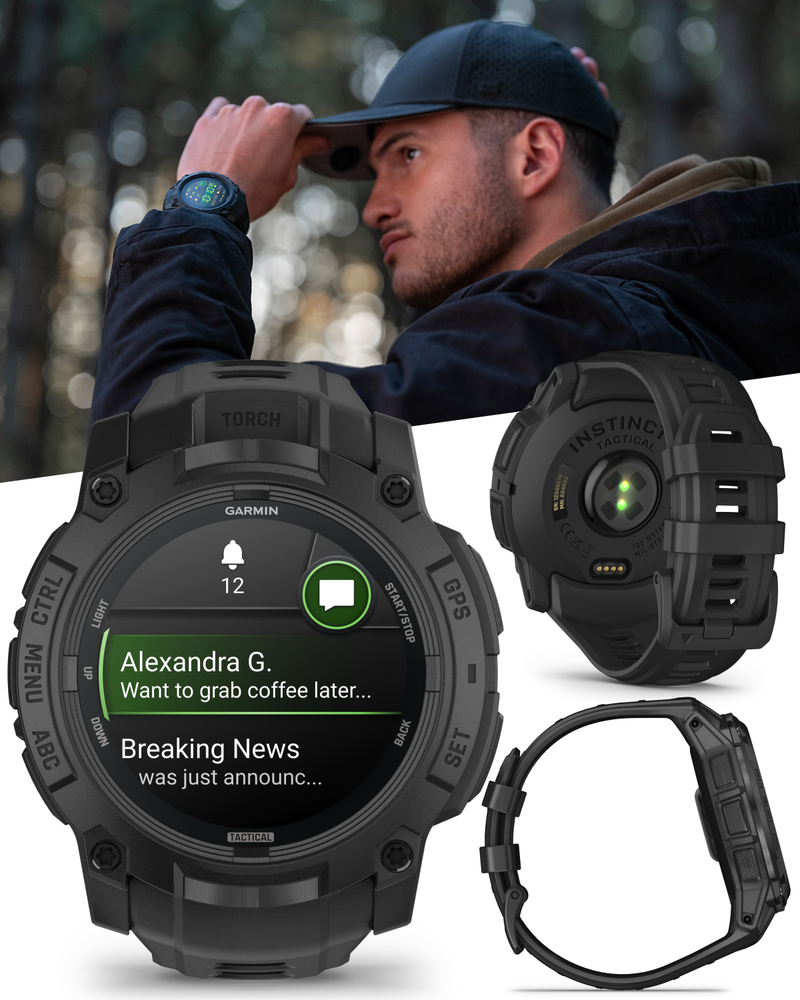 Garmin Instinct 3 Tactical Solar / AMOLED 45-50 mm GPS Rugged Outdoor Smartwatch with Wearable4U Bundle