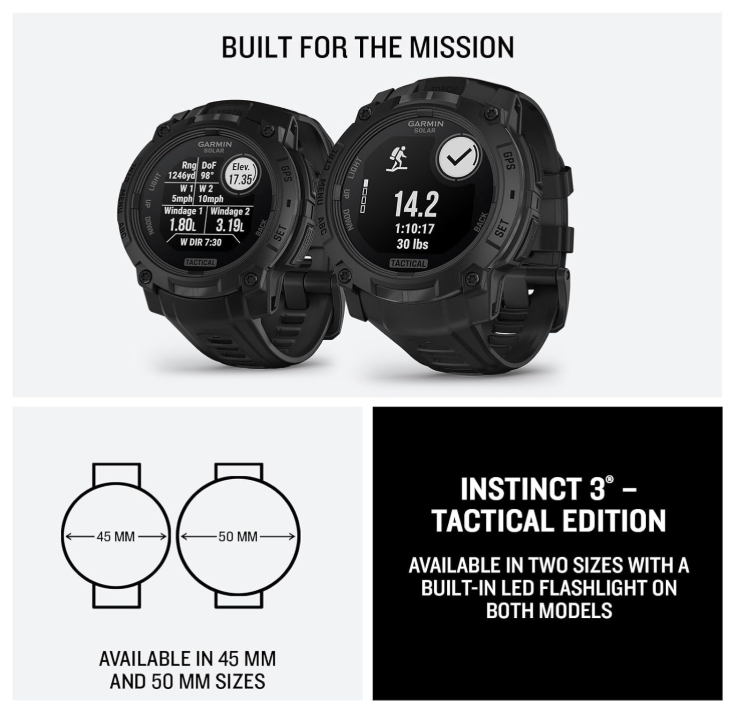 Garmin Instinct 3 Tactical Solar / AMOLED 45-50 mm GPS Rugged Outdoor Smartwatch with Wearable4U Bundle