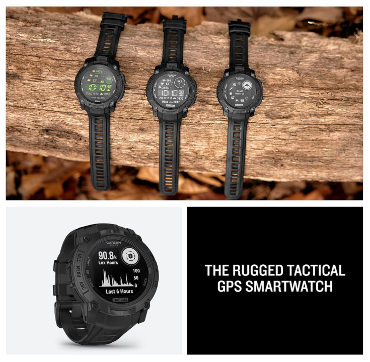 Garmin Instinct 3 Tactical Solar / AMOLED 45-50 mm GPS Rugged Outdoor Smartwatch with Wearable4U Bundle