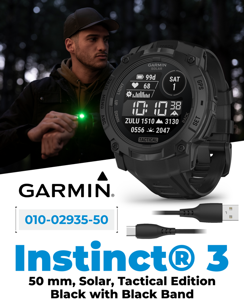 Garmin Instinct 3 Tactical Solar / AMOLED 45-50 mm GPS Rugged Outdoor Smartwatch with Wearable4U Bundle