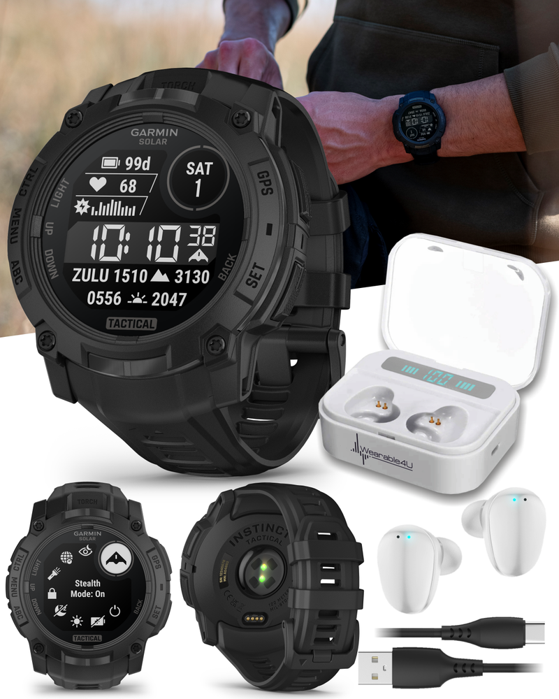 Garmin Instinct 3 Tactical Solar / AMOLED 45-50 mm GPS Rugged Outdoor Smartwatch with Wearable4U Bundle