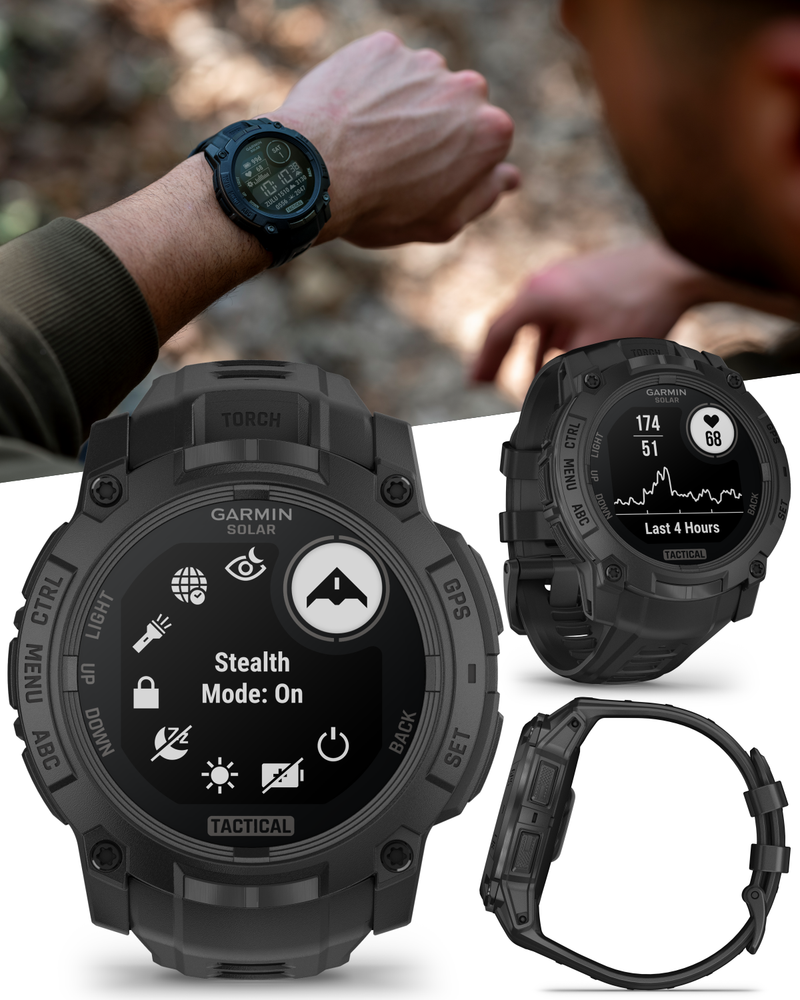 Garmin Instinct 3 Tactical Solar / AMOLED 45-50 mm GPS Rugged Outdoor Smartwatch with Wearable4U Bundle
