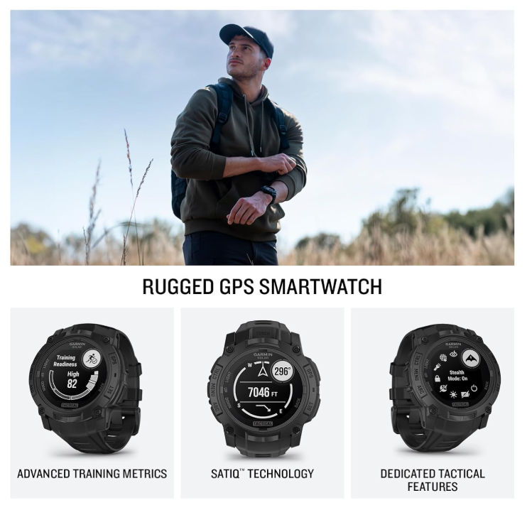 Garmin Instinct 3 Tactical Solar / AMOLED 45-50 mm GPS Rugged Outdoor Smartwatch with Wearable4U Bundle