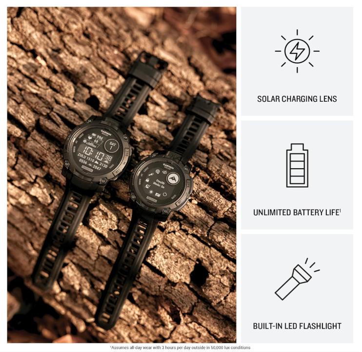 Garmin Instinct 3 Tactical Solar / AMOLED 45-50 mm GPS Rugged Outdoor Smartwatch with Wearable4U Bundle
