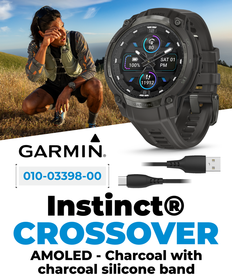 Garmin Instinct Crossover 1.2" AMOLED Sapphire Rugged Hybrid GPS Smartwatch (Various Models, incl. Tactical Edition), Analog Hands,  Health & Wellness Monitoring | Wearable4U Bundle