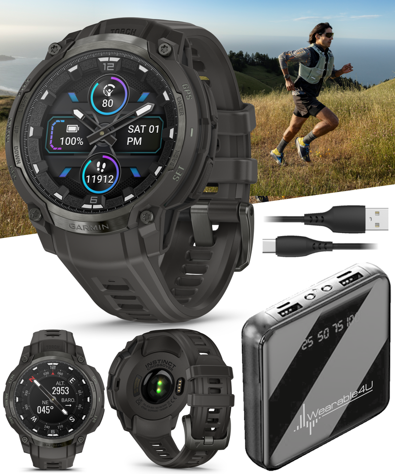 Garmin Instinct Crossover 1.2" AMOLED Sapphire Rugged Hybrid GPS Smartwatch (Various Models, incl. Tactical Edition), Analog Hands,  Health & Wellness Monitoring | Wearable4U Bundle