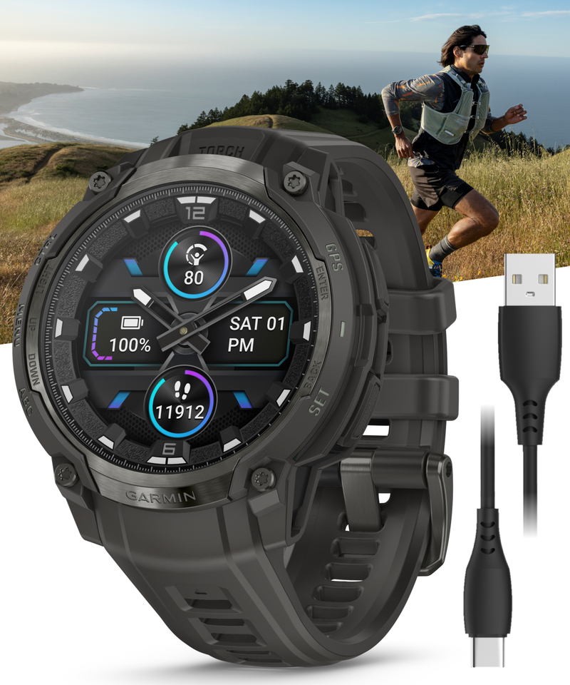 Garmin Instinct Crossover 1.2" AMOLED Sapphire Rugged Hybrid GPS Smartwatch (Various Models, incl. Tactical Edition), Analog Hands,  Health & Wellness Monitoring | Wearable4U Bundle