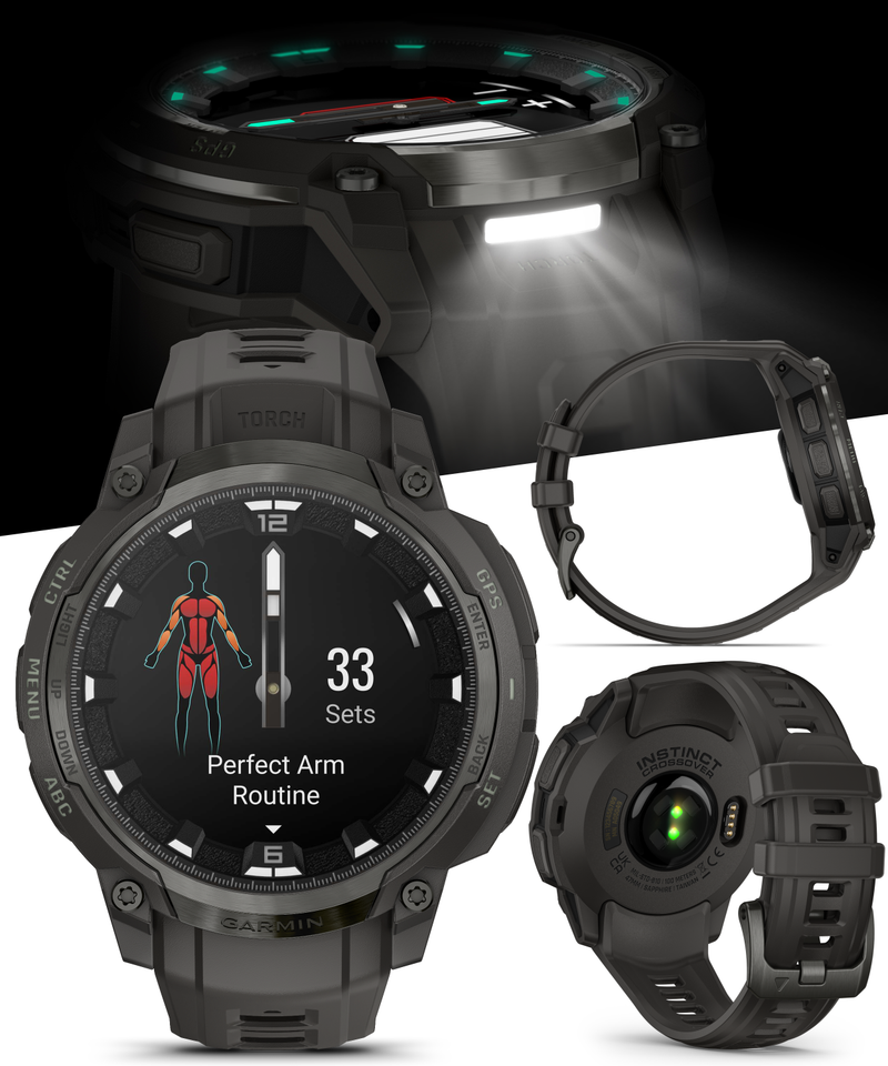 Garmin Instinct Crossover 1.2" AMOLED Sapphire Rugged Hybrid GPS Smartwatch (Various Models, incl. Tactical Edition), Analog Hands,  Health & Wellness Monitoring | Wearable4U Bundle
