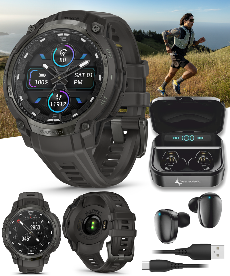 Garmin Instinct Crossover 1.2" AMOLED Sapphire Rugged Hybrid GPS Smartwatch (Various Models, incl. Tactical Edition), Analog Hands,  Health & Wellness Monitoring | Wearable4U Bundle