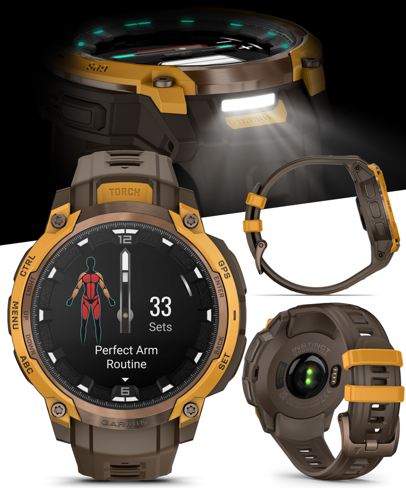 Garmin Instinct Crossover 1.2" AMOLED Sapphire Rugged Hybrid GPS Smartwatch (Various Models, incl. Tactical Edition), Analog Hands,  Health & Wellness Monitoring | Wearable4U Bundle
