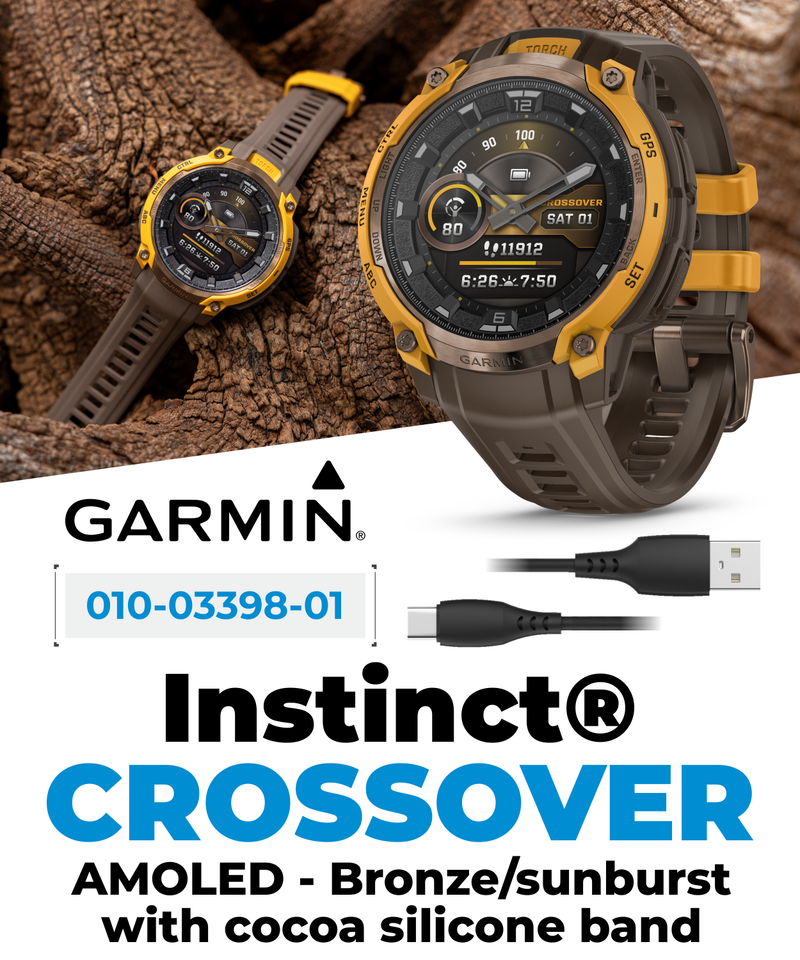 Garmin Instinct Crossover 1.2" AMOLED Sapphire Rugged Hybrid GPS Smartwatch (Various Models, incl. Tactical Edition), Analog Hands,  Health & Wellness Monitoring | Wearable4U Bundle