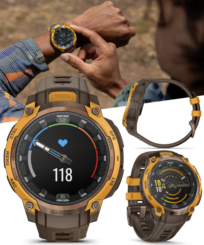 Garmin Instinct Crossover 1.2" AMOLED Sapphire Rugged Hybrid GPS Smartwatch (Various Models, incl. Tactical Edition), Analog Hands,  Health & Wellness Monitoring | Wearable4U Bundle