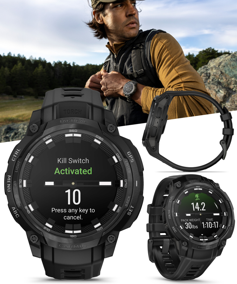 Garmin Instinct Crossover 1.2" AMOLED Sapphire Rugged Hybrid GPS Smartwatch (Various Models, incl. Tactical Edition), Analog Hands,  Health & Wellness Monitoring | Wearable4U Bundle