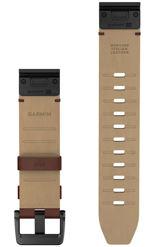 Garmin QuickFit Watch Bands, Bone & Walnut Leather, Available in Different Sizes