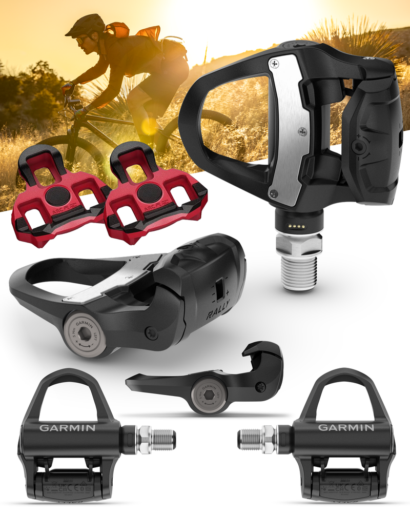 Garmin Rally RK110 / RK210 Single-Sensing or Dual-Sensing Power Meter Pedals – Road (LOOK KEO) & XC210 Pedal Bodies for Off-Road (SPD), Cycling Dynamics w/ Wearable4U Bundle