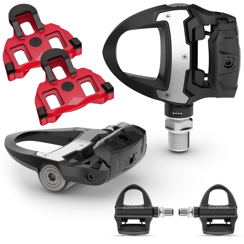 Garmin Rally RS110 / RS210 Single-Sensing or Dual-Sensing Power Meter Pedals for Road (SPD-SL) & Off-Road (SPD), Cycling Dynamics w/ Wearable4U Bundle