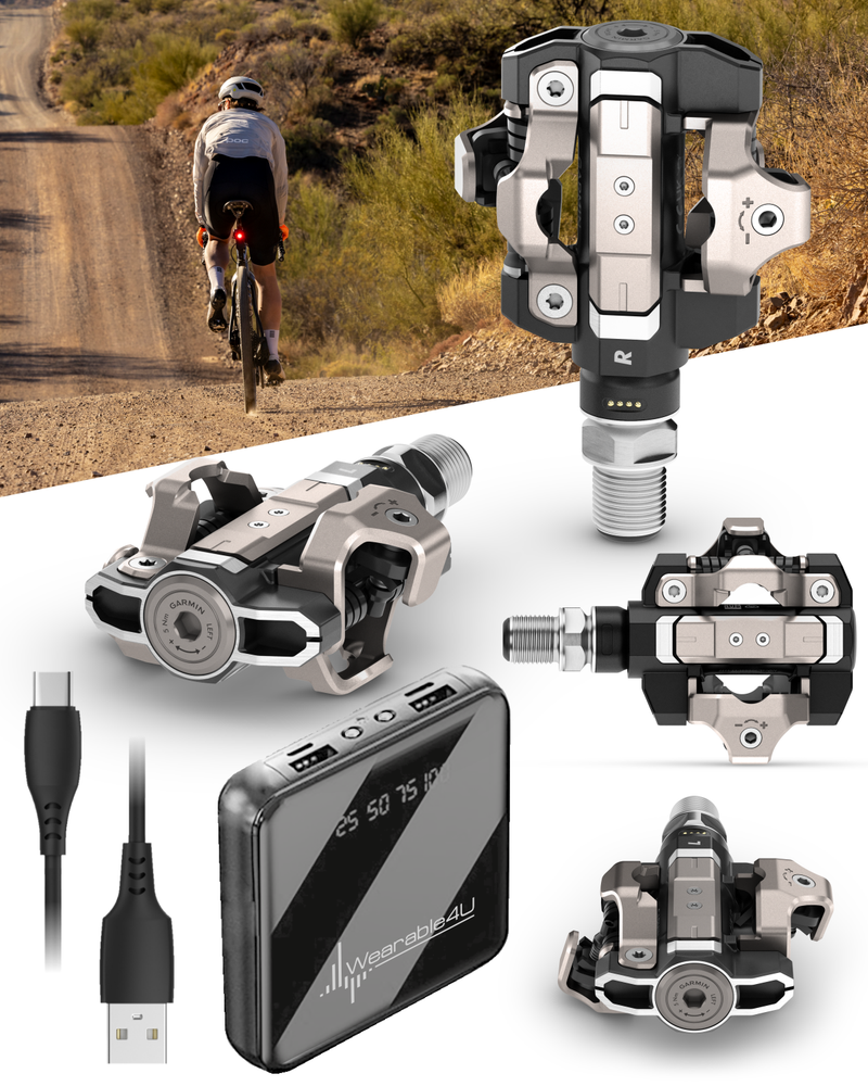 Garmin Rally XC110 & XC210 Single-Sensing / Dual-Sensing Power Meter Pedals for Cyclists, Shimano SPD Cleat Compatible, Rechargeable, Cycling Dynamics w/ Wearable4U Bundle