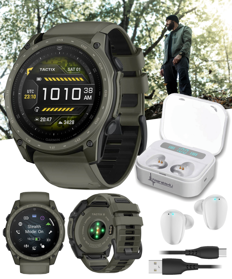 Garmin Tactix 8 – 51mm Cerakote, Premium Tactical GPS Smartwatch, AMOLED Display, Applied Ballistics Solver | Wearable4U Bundle