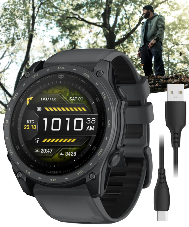 Garmin Tactix 8 – 51mm Cerakote, Premium Tactical GPS Smartwatch, AMOLED Display, Applied Ballistics Solver | Wearable4U Bundle