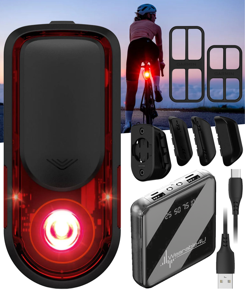 Garmin Varia RearVue 820, Advanced Rearview Radar & Tail Light, Enhanced Visibility & Awareness for Cyclists, Advanced Vehicle Tracking & Brake Light (010-03180-00) | Wearable4U Bundle