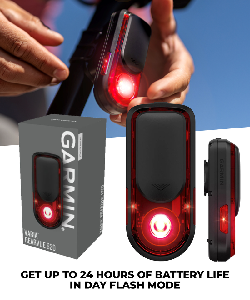 Garmin Varia RearVue 820, Advanced Rearview Radar & Tail Light, Enhanced Visibility & Awareness for Cyclists, Advanced Vehicle Tracking & Brake Light (010-03180-00) | Wearable4U Bundle