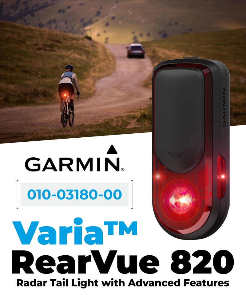 Garmin Varia RearVue 820, Advanced Rearview Radar & Tail Light, Enhanced Visibility & Awareness for Cyclists, Advanced Vehicle Tracking & Brake Light (010-03180-00) | Wearable4U Bundle