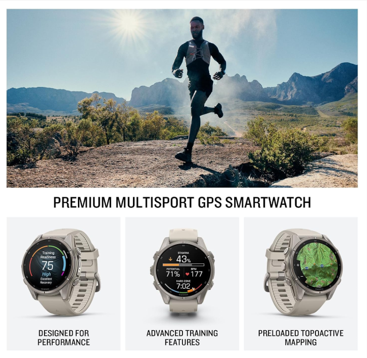 Garmin Fenix 9 AMOLED Premium Multisport GPS Smartwatch, Titanium, Sapphire