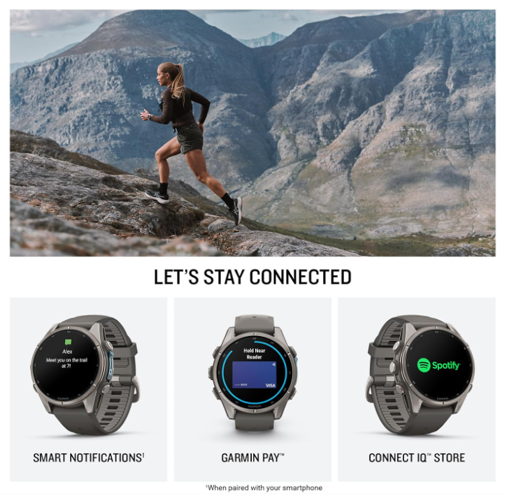Garmin Fenix 9 AMOLED Premium Multisport GPS Smartwatch, Titanium, Sapphire