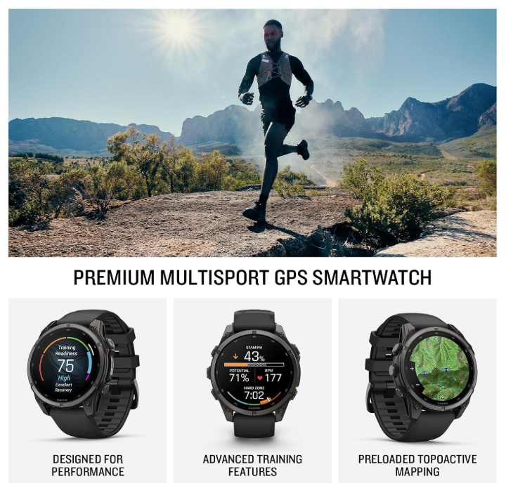 Garmin Fenix 9 AMOLED Premium Multisport GPS Smartwatch, Titanium, Sapphire
