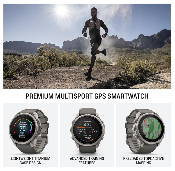 Garmin Fenix 9 Pro SOLAR Premium Multisport GPS Smartwatch, Titanium, Sapphire